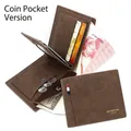 Cartera corta mate para hombre con ranuras para tarjetas y monedero en marrón oscuro - Versión con Bolsillo para Monedas / Marrón Claro