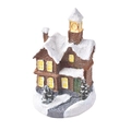 Miniature snowy train station figurine Christmas decoration with detailed resin tower - Style B (Train Station)