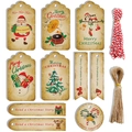 Vintage Christmas gift tag set with Santa motifs and festive strings for packaging - MC1-23.2 Style / 100 Pieces/Pack