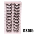 10 pairs of dense curly black false eyelashes on pink tray, model DSD15 - DSD15 (Pink)