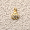 Golden shell pendant charm with shimmering zircon stones for DIY jewelry making - A0765 7-Stone Fan Shell