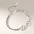 Minimalist S925 sterling silver couple bracelet featuring a star charm and dual-chain design - Hexagram Couple Bracelet Men