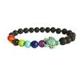 Bracciale chakra con perline di lava nera opaca e ciondolo a forma di tartaruga - Pietra Lavica 7 Chakra Con Ciondolo Tartaruga / Diametro perla 8mm