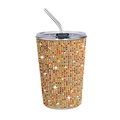 17oz multicolored rhinestone studded stainless steel tumbler with straw and clear lid - 500ml / Multi-color Gold