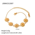18k gold plated stainless steel sun pendant bracelet with adjustable lobster clasp - Hammered Sun Pendant Bracelet (JDBW2312007)