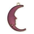Golden crescent moon pendant with purple glitter enamel and small star detail - Large Purple Moon (19x32mm)