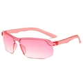 Pink rimless sport sunglasses with wraparound frame for cycling and outdoor sports - Gradient Pink