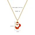 Golden Christmas Santa Claus necklace with red enamel pendant and 39cm adjustable chain - Red Santa Claus