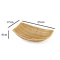Brown faux rattan woven fruit basket with dimensions 25x17x6cm for storage - Boat Shaped Solid Yellow Large