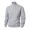 Men's grey high-neck cable knit sweater with detailed texture in a slim fit - Gray