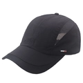 Unisex quick-dry black baseball cap with mesh panels and Sports label for outdoor use - Adjustable / Black