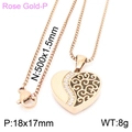 Collana con ciondolo a cuore oro rosa con zirconi bianchi e filigrana su catena box - Oro Rosa (KN230637-KFC)