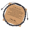 Détail du bracelet en perles code Morse sur carte cadeau pour petit-fils avec pierres de lave - À mon petit-fils