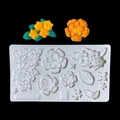 White silicone mold for hydrangea and jasmine flower fondant with realistic leaf details - Gray