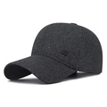 Berretto da baseball invernale uomo grigio mélange con logo JAB e paraorecchie caldi - Regolabile / Grigio
