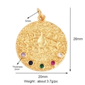 Gold-plated Evil Eye pendant with colorful zircon stones and detailed dimensions - Five-Color Gemstone Pendant L296837