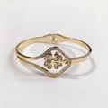 Elegant gold titanium steel clover bangle with sparkling crystals and open-end design - 352 Gold Bangle (352 Gold)