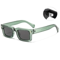 Retro-Rechteck-Sonnenbrille mit transparentem grünem Rahmen und UV-Schutzgläsern - Transparenter Grüner Rahmen Graue Linse