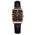 Orologio al quarzo quadrato vintage da donna con quadrante nero e cassa in oro rosa - Orologio Nero