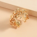 Anello aperto gotico vintage con teschio e ossa in finitura dorata lucida stile punk - Aperto Regolabile / KC Oro Pila di teschi (10546)