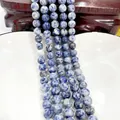 Polished round sodalite natural stone beads in blue and white for jewelry making - Bluestone 34 / 6mm / Approx 63pcs