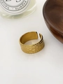 Adjustable wide band gold ring with hammered texture and 18K plating for women - Hammered Texture Wide Open Ring / Gold