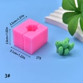 Detailed view of pink silicone mold with 3D cactus shape showing precise dimensions and size - Cactus Style (3#)