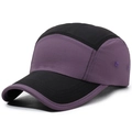 Schnelltrocknende, atmungsaktive Color-Block-Baseballkappe in Schwarz und Lila - Verstellbar / Lila