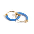 Schicke Creolen aus 18K vergoldetem Edelstahl mit leuchtend blauem Emaille-Finish - Gold-Blau