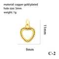 18K gold plated copper heart pendant with pearl white center and detailed dimensions - Gold Milgrain Heart Pendant C-2
