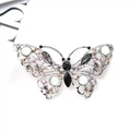 Elegant silver butterfly brooch with pink and champagne zircons and white gemstones - Style 88/Silver Multicolor Zircon