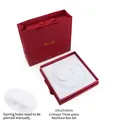 Dark red jewelry gift set including a necklace box and matching paper bag with gold text - Side Bow 3-Piece Set/19x19x4cm / Wine Red