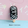 Cute black resin popsicle charm with grid pattern and tiny eyes, size 1.5x3.3cm - Halloween Black Popsicle