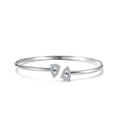 Elegant 925 sterling silver open bracelet with pear-cut crystals and a silver finish - Platinum Plated Pear Double Stone Open Bangle 7.1g