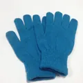 Nahaufnahme der royalblauen Strickhandschuhe mit Stretch-Textur und Rippbündchen - Seeblau