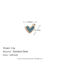 Mini heart pendant in 14K gold plated stainless steel with five blue rhinestones - Mini Zircon Heart Pendant - Gold - Blue Stone