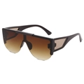 Moderne braune Verlaufs-Schildsonnenbrille mit trendigem Flat-Top-Design für Damen - Tee Rahmen Verlauf Tee Gläser