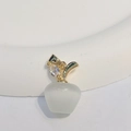 Elegant 18K gold-plated apple pendant with opal gemstone and sparkling zircon leaf - White