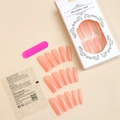 Set mit nudefarbenen langen Trapez-Kunstnägeln inklusive Klebepads und Nagelfeile - Nude Pink Long Coffin Stil (XB-60-48)