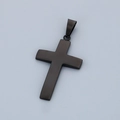 Colgante de cruz de acero inoxidable negro con anilla sobre fondo gris neutro - Tipo B Simple de Una Sola Capa (KP78112-HR) / Negro (Sin Cadena)