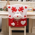 Christmas chair cover featuring 3D plush reindeer design in red and white knitted fabric - Elk Style