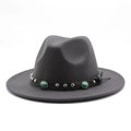 Dark grey felt fedora hat featuring a turquoise and silver stud leather band - M (56-58cm) / Dark Gray