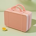 Pink 14-inch mini hardshell suitcase and makeup vanity case with grooved texture - 14" / Light Pink