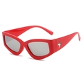 Retro Y2K red cat eye sunglasses with silver star decor and dark grey lenses - Red Frame Silver Lens