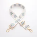 Adjustable beige canvas bag strap with blue floral print and gold metal hooks - Beige Blue Floral - Light Gold Buckle