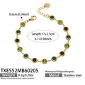 Detaillierte Größenangaben für vergoldetes Edelstahlarmband mit grünen Zirkon-Steinen - Goldenes Armband mit Grünen Zirkonia (TXE552)