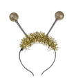 Diadema festiva de alienígena con purpurina dorada y resortes plateados para fiestas - Dorado