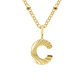 Elegant 18k gold plated titanium steel necklace with letter C pendant and sunburst texture - Letter C / Gold