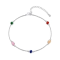 S925 sterling silver chain bracelet featuring vibrant multi-color geometric zircons - Silver