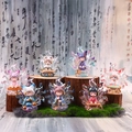 Lot de 7 figurines de renard à neuf queues style chinois sur socle en bois - Fée Sage Ancienne - Boîte de 6